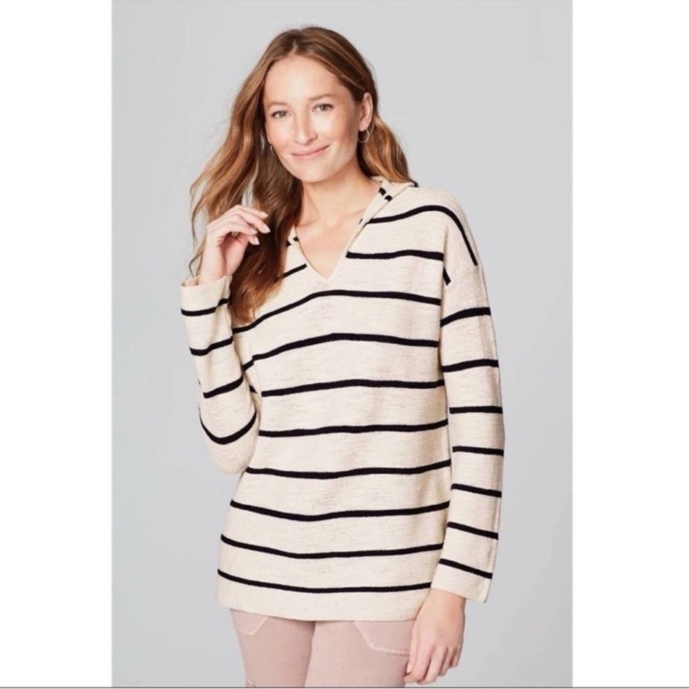 J. Jill Striped Hooded Sweater L